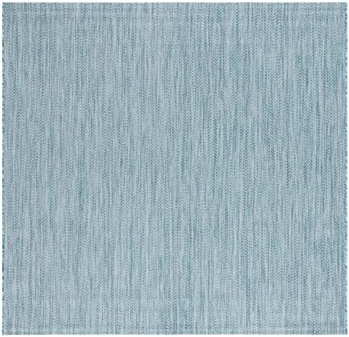 SAFAVIEH Courtyard Outdoor Square Rug 9', Modern Aqua & Grey CY8022-37121 - Image 5