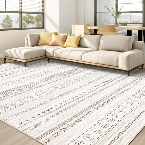 kakania Washable 10x14 Area Rug for Living Room: Boho Geometry Home Decor by kakania