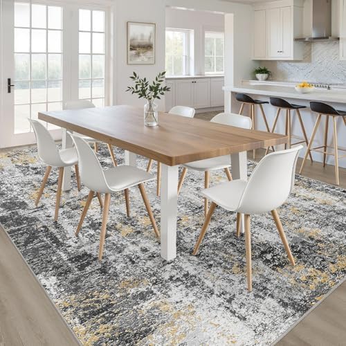 LOONGRUG 9x12 Area Rug Washable Neutral Modern Living Room Rug Black Gold - Image 5