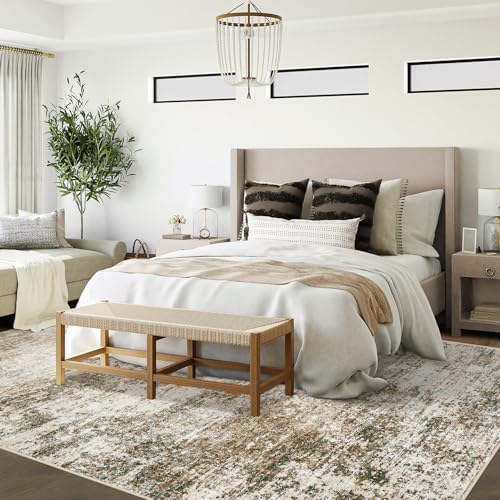 XLUEZ 6x9 Area Rugs for Living Room, Washable Modern Abstract Large Area Rug Neutral Soft Non Slip Kids Rug Stain Resistant Indoor Carpet for Bedroom Nursery Dining Room Playroom(Brown, 6'x9') - Image 3