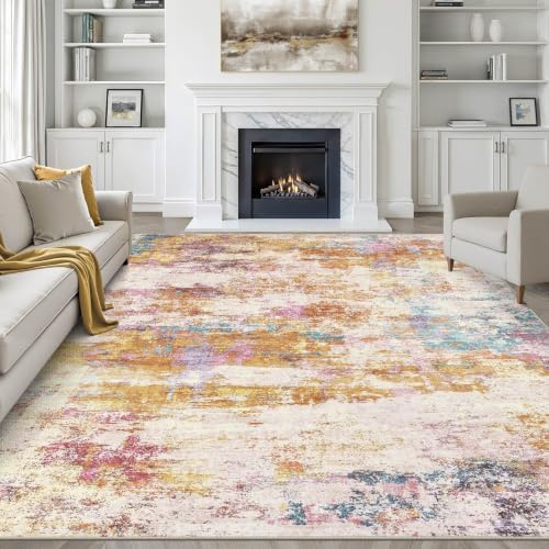 LOONGRUG 8x10 Area Rugs Washable Neutral Modern Living Room Rug Multi Gold by LOONGRUG