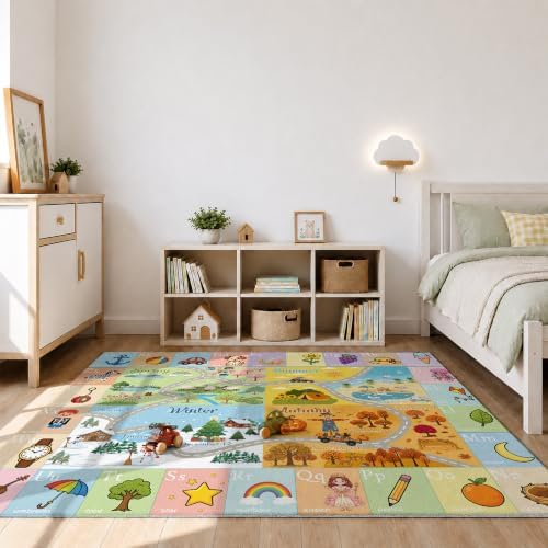 Nayoroom Kids Alphabet ABC Rug, Soft Faux Wool Seasons, Non-Slip, 5 x 7 ft - Image 3