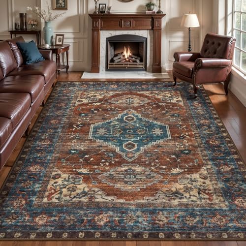 Tangsoo 6x9 Washable Area Rugs for Living Room, Oriental Non Slip Large Rug by Tangsoo