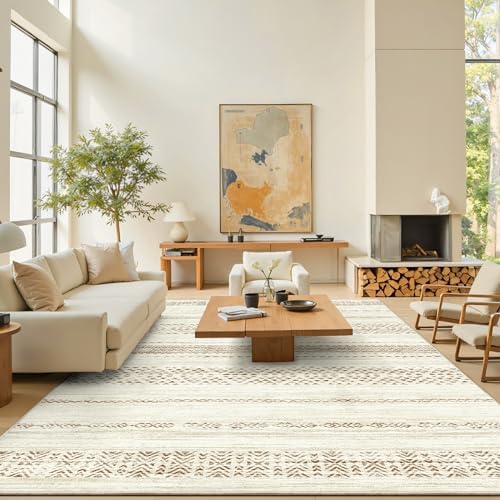 Miukiki 8x10 Area Rug for Living Room, Washable Soft Non Slip Rug Brown - Image 5