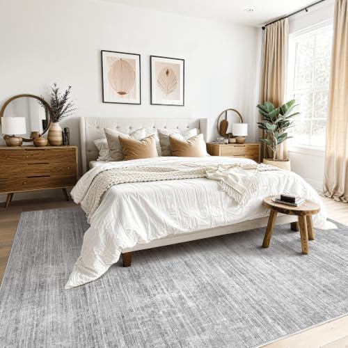 Tortania Area Rug Living Room Rugs - 10x12 Washable Large Soft Neutral Boho Moroccan Bohemian Farmhouse Rug Indoor Floor Carpet for Bedroom Under Dining Table Home Office Decor - Silver Gray - Image 2