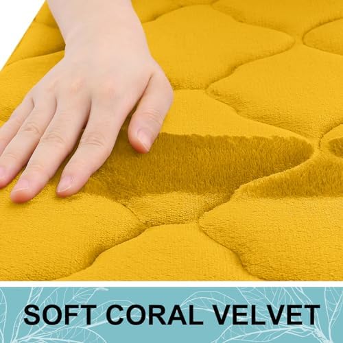 OLANLY Memory Foam Bath Mat Rug 59x20, Ultra Soft Bathroom Rugs, Yellow - Image 2