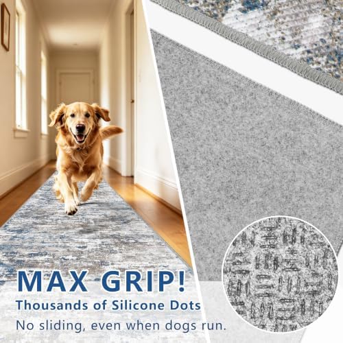 Hallway Runner Rug 2x8 Textured Non Slip Carpet Runner, Abstract Multi - Image 4