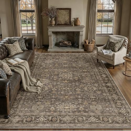10x14 Dark Brown Vintage Area Rug by WondRg