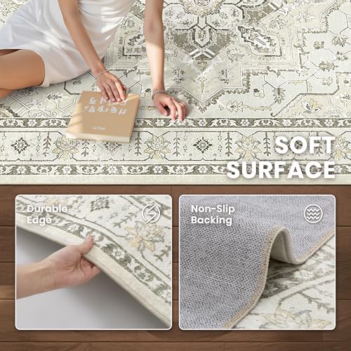 zesthome 6x9 Area Rugs for Living Room,Large Washable Rug,Beige - Image 6