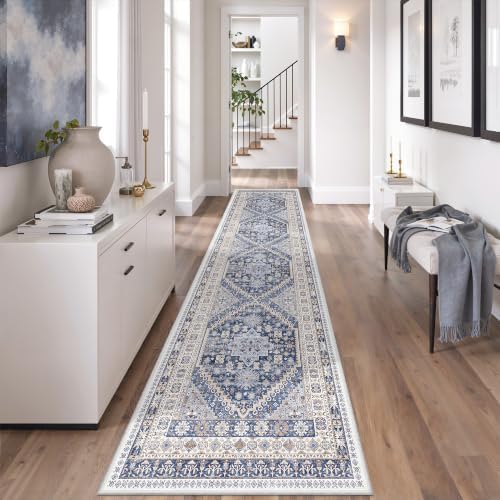 zesthome 2x8 Runner Rug Non Slip,Washable Hallway Runner Rug,Blue by Zesthome