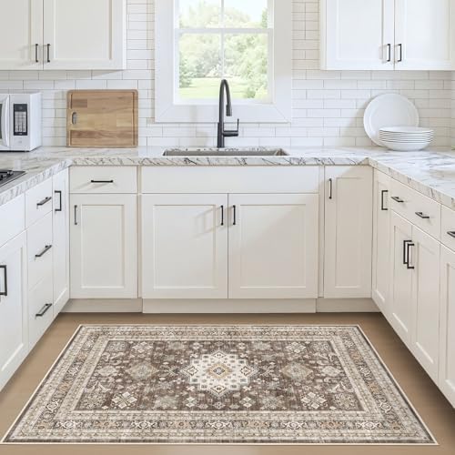 cotiled 3x5 Area Rug for Living Room, Washable, Traditional, Dark Brown - Image 2