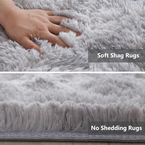 Shag Area Rugs for Bedroom Living Room,4X6 Ultra Soft Fluffy Area Rugs for Dorm,Indoor Carpet Plush Rugs for Home Decor,Tie-Dye Grey - Image 4