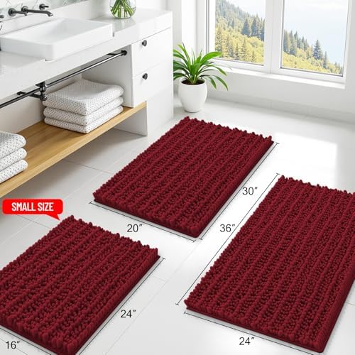 Smiry Bathroom Rugs 34X21, Extra Soft Rubber Backing Chenille Bath Mats - Image 2