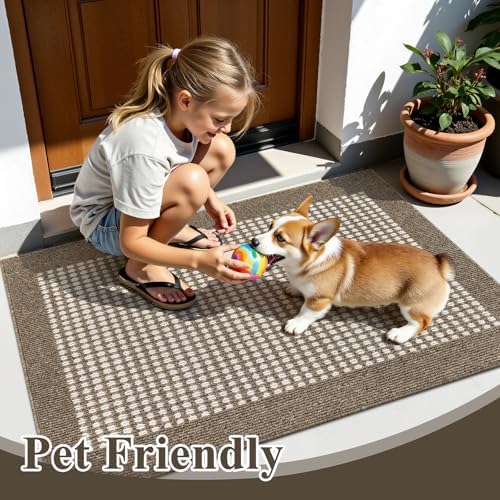 Ileading Indoor Door Mat, Absorbent Muddy Mats for Dogs, Low-Profile Entrance Welcome Mat with Non-Slip Rubber Backing, Washable Runner Carpet for Hallway,Entryway,Kitchen(Brown 32x48in) - Image 2
