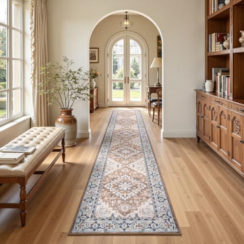 Lofus 2x10 Hallway Kitchen Washable Runner Rug, Entry Long Carpet Brown - Image 2