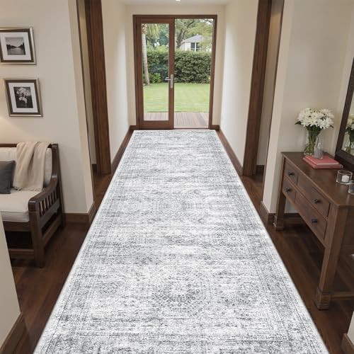 4x12 Runner Rug Non Slip,Washable Hallway Runner Rug,Grey - Image 5