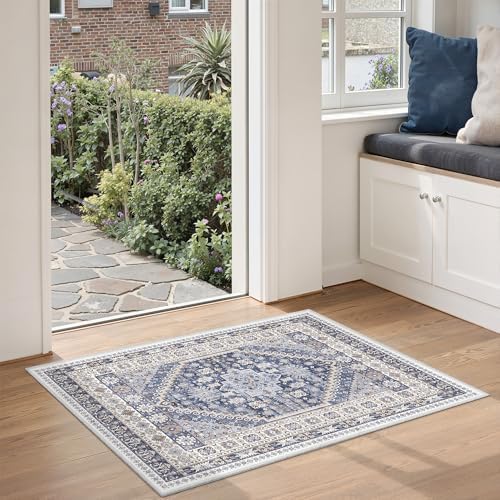 zesthome 2x3 Rug Non Slip, Small Washable Entryway Rug,Blue - Image 4