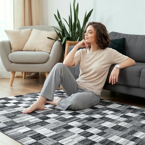 Terrug Black and White Checkered Rug for Entryway, 2x3 Small Area Rugs - Image 4