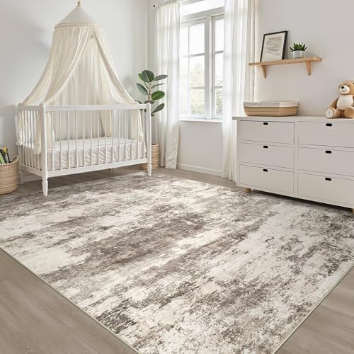 LOONGRUG 9x12 Area Rug Washable Neutral Modern Rug for Living Room Mocha - Image 7