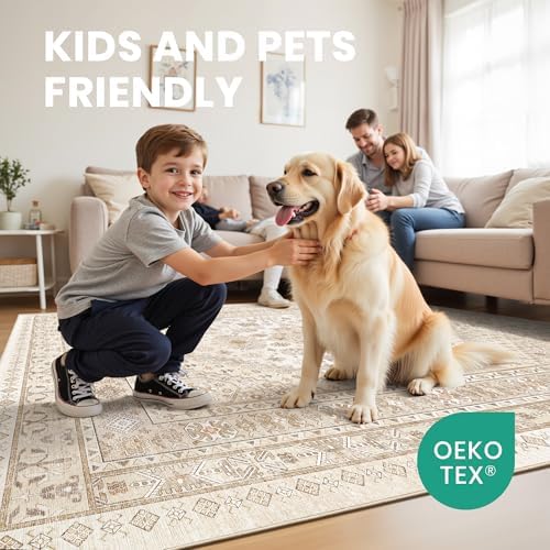 zesthome 8x10 Area Rugs for Living Room,Large Washable Rug,Beige - Image 7