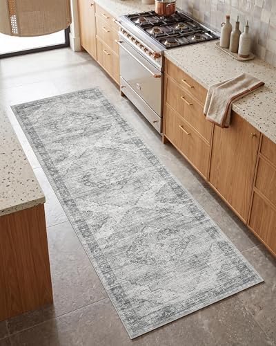 Garvee Grey Boho Washable 2.5x8 Runner Rug for Kitchen Hallways Entryway - Image 2