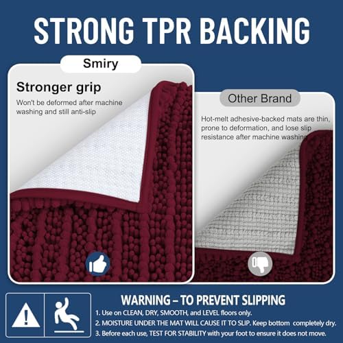 Smiry Bathroom Rugs 34X21, Extra Soft Rubber Backing Chenille Bath Mats - Image 3