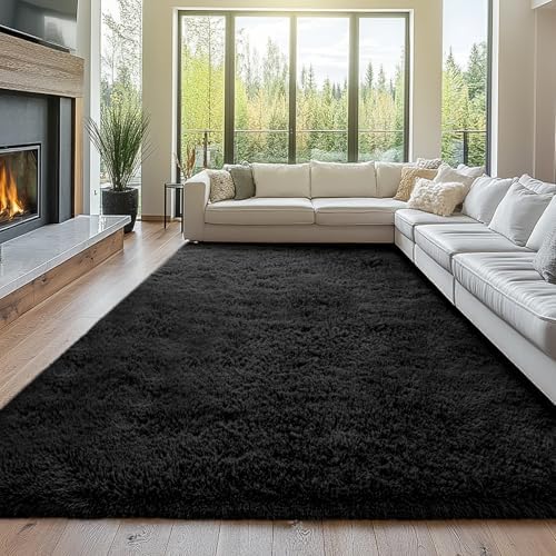 10x14 Black Carpet for Living Room – Extra Large Shag Rug by TOPMAXCS