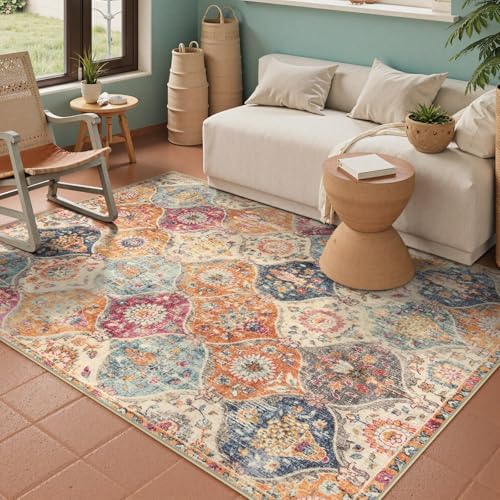Lahome Moroccan Washable Small Area Rug, 3x5 Rug for Bedroom Living Room by Lahome