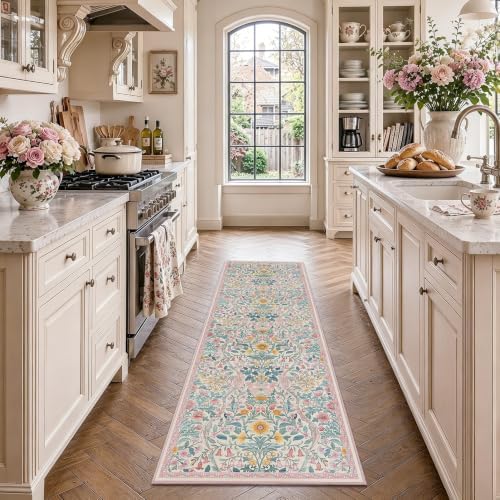 2x6 Floral Runner Rug for Kitchen Washable Hallway Runner Rug - Image 4