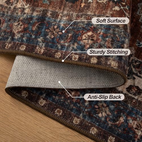 Tangsoo 6x9 Washable Area Rugs for Living Room, Oriental Non Slip Large Rug - Image 5