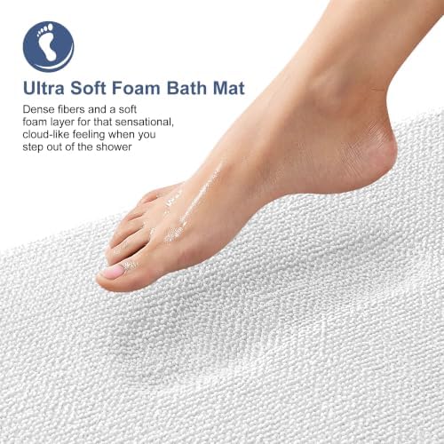 OLANLY Memory Foam Small Bathroom Rugs 24x16, Absorbent Bath Mat, White - Image 2