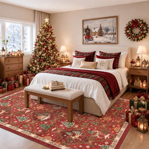6x9 Non Slip Area Rugs for Living Room, Red Christmas Rug for Bedroom - Image 3