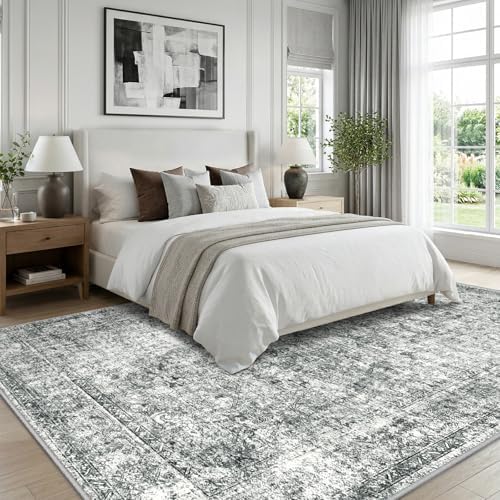 CAPALOCA 8x10 Washable Nursery Girls Low Pile Area Rug Grey - Image 2