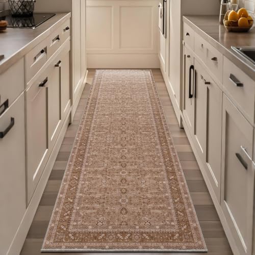 OPPODREAM Vintage Light Brown Area Rugs 2x8, Washable Rug for Living Room by OPPODREAM
