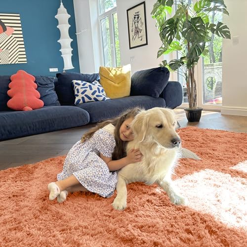 OLANLY 2x5 Machine Washable Runner Rugs for Hallway, Soft Fluffy Shaggy Bedside Rugs for Bedroom, Living Room, Indoor Floor Carpet for Kids Girls and Boys, Home Decor Aesthetic, Muted Orange - Image 5