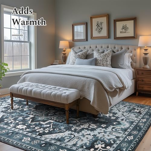 Rugflix 3x5 Entrance Rugs, Washable Dark Navy Blue Entry Small Rug - Image 5