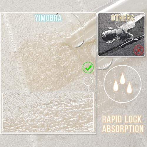 Yimobra Memory Foam Toilet Bath Mat U-Shaped, Commode Contour Rug, Soft and Comfortable, Super Water Absorbent, Non-Slip, Thick, Machine Wash Bathroom Commode Contour Rug, 24 X 20 Inches, Cream - Image 5