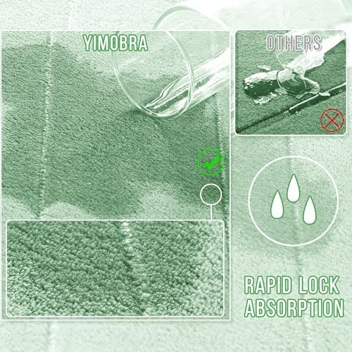 Yimobra Memory Foam Bath Mat, Super Soft Absorbent Bathroom Rug Non Slip 31.5x20 Inch, Quick Dry, Machine Washable Floor Carpet for Tub Shower, Home Decor Accessories, Pale Green - Image 4