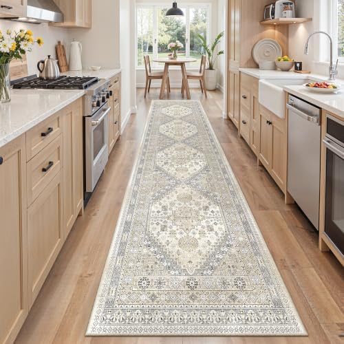 zesthome 2x8 Runner Rug Non Slip,Washable Hallway Runner Rug,Beige - Image 3