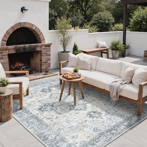 GENIMO Indoor Outdoor Rug, Washable for Patio and Deck, Light Blue, 4x6 - Image 6
