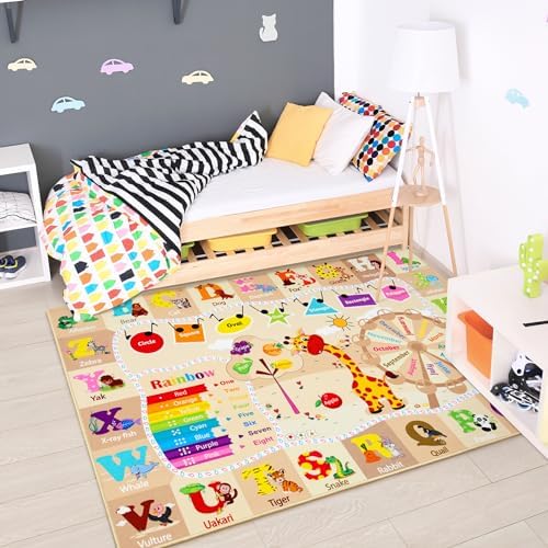 Chicrug 6x9 ABC Kids Rug for Classroom, Washable Non Slip Playroom Play Mat - Image 5