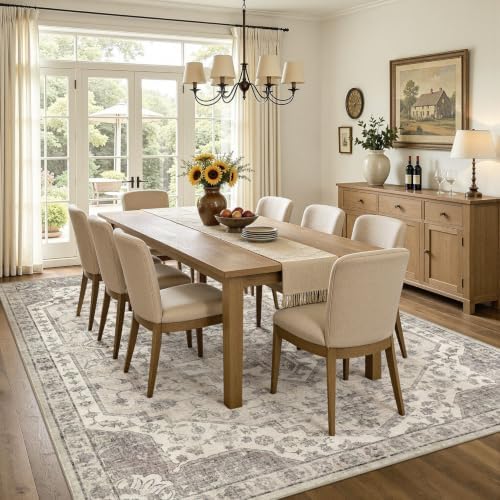 UERMEI 6x8 Area Rug for Living Room Washable Vintage Non Slip Beige Carpet - Image 3