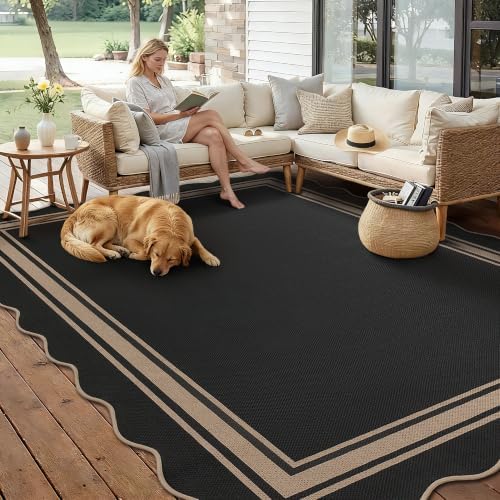 8x10 Scalloped Rug Easy Jute Washable Rug for Living Room Indoor Outdoor - Image 3
