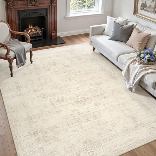 8x8 Area Rugs Living Room: Bedroom Neutral Washable Carpet Beige - Image 3