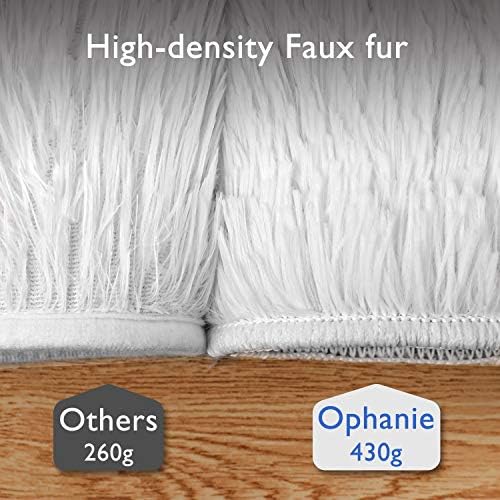 Ophanie Machine Washable 3 x 5 Feet White Rugs for Bedroom Fluffy, Shaggy Bedside Floor Dorm Area Rug, Soft Fuzzy Non-Slip Indoor Room Carpet for Kids Boys Girls Teen Home Decor Aesthetic, Nursery - Image 4