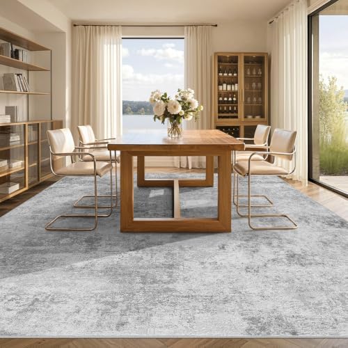 Tortania Area Rug Living Room Rugs - 5x8 Washable Large Soft Neutral Boho Moroccan Bohemian Farmhouse Rug Indoor Floor Carpet for Bedroom Under Dining Table Home Office Decor - Ivory Grey - Image 2