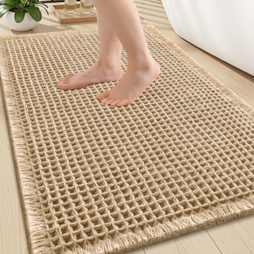 Smiry Waffle Bath Mat 30X20, Extra Soft Absorbent Bathroom Rugs, Brown by Smiry