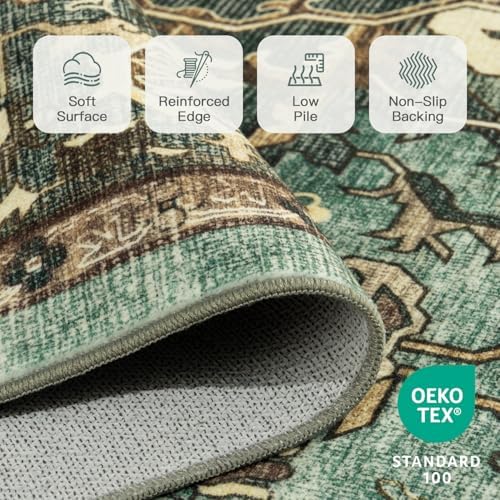 Lofus 3x5 Green Area Rugs for Bedroom Living Room, Vintage Boho Carpet - Image 6