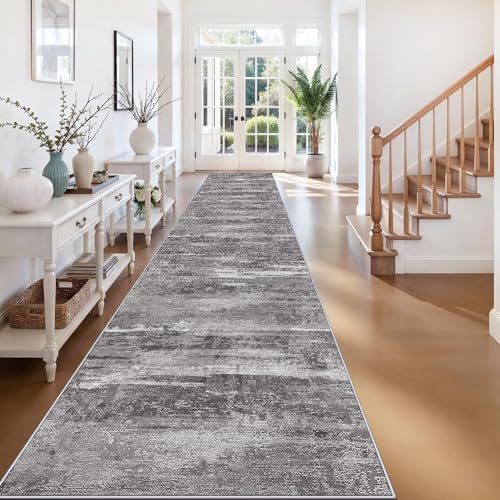 3x15 Runner Rug for Hallway Washbale - Modern Abstract Stain Resistant Kitchen Rugs with Non Slip Backing Soft Entryway Living Room Carpet Indoor Lightweight Home Decor Floor Thin Mat 3x15 Black by YOUFORTONG