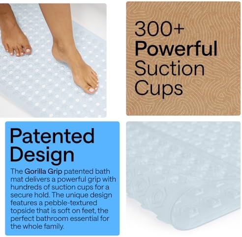 GORILLA GRIP Bath Tub Shower Mat, Bathtub Floor Liner, 35x16 Frosted Ice - Image 3